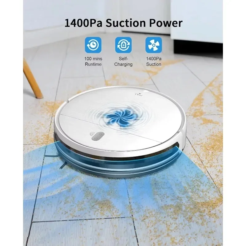 MAMNV 2 in 1 Mopping Robot Vacuum Cleaner with Schedule, Wi-Fi/Voice/App, Strong Suction,Self-Charging Robotic Vacuum,Slim,White