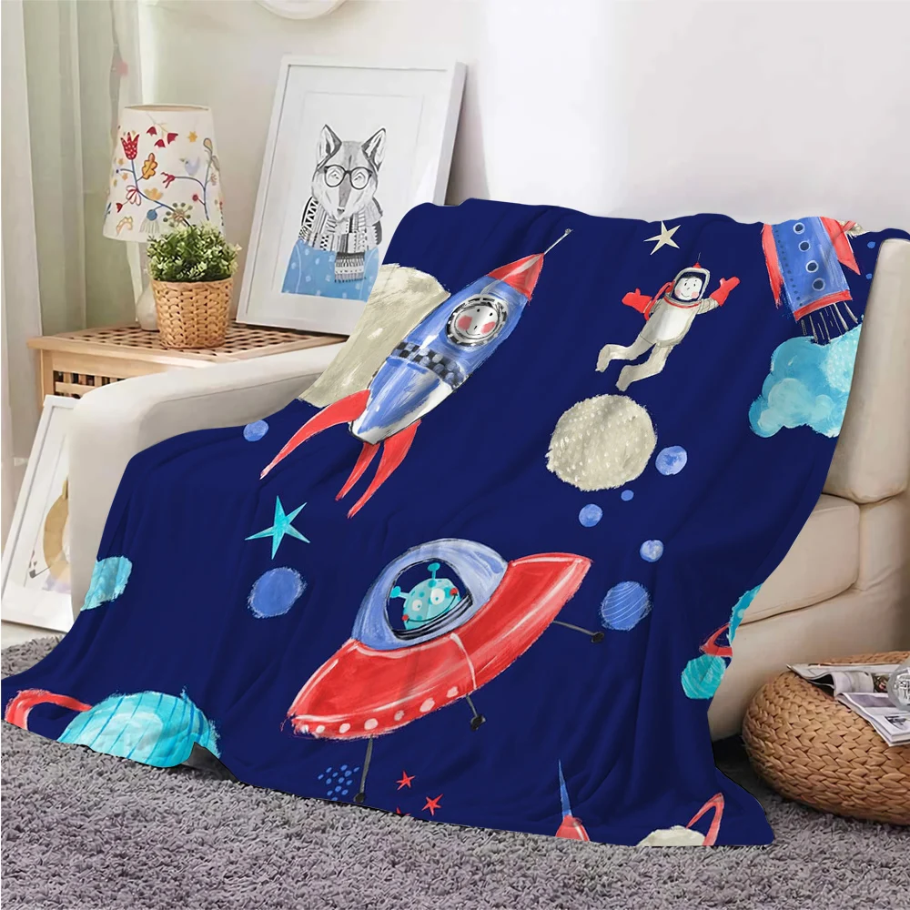 CLOOCL Fashion Flannel Blanket Funny Astronaut Rocket UFO 3D Printed Blanket Throws on Sofa Bed Travel Blanket Dropshipping