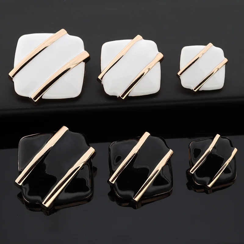 10 шт./лот, черно-белое металлическое пальто, квадратные масляные пуговицы в горошек, модные ветровки, свитера, декоративные пуговицы, аксессуары N122