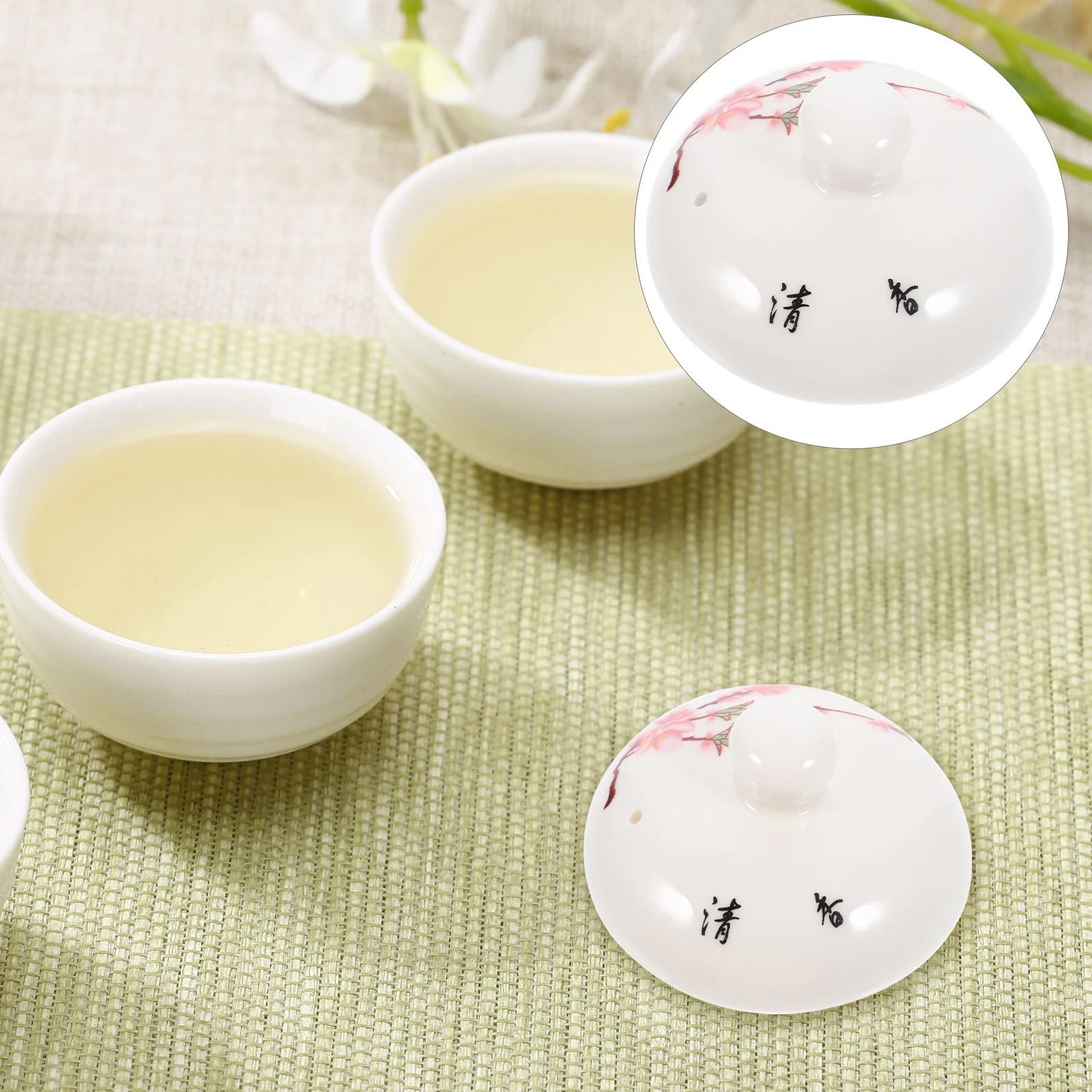 

Ceramic Replacement Tea Kettle Lid Heat Retaining Porcelain Cover Delicate Peach Blossom Design Teacup Accessory