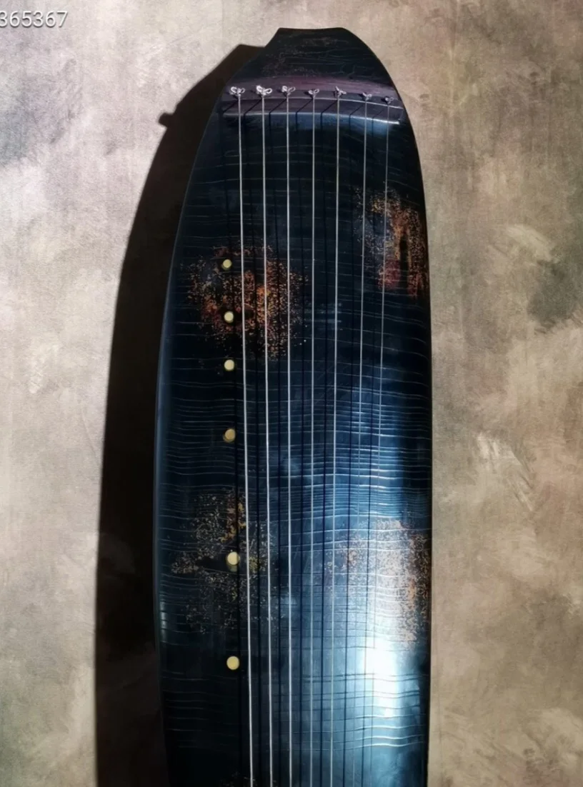 Old Collection Guqin Deer Antler Ash Lacquer with Sprinkled Gold Traditional Chinese String Instrument