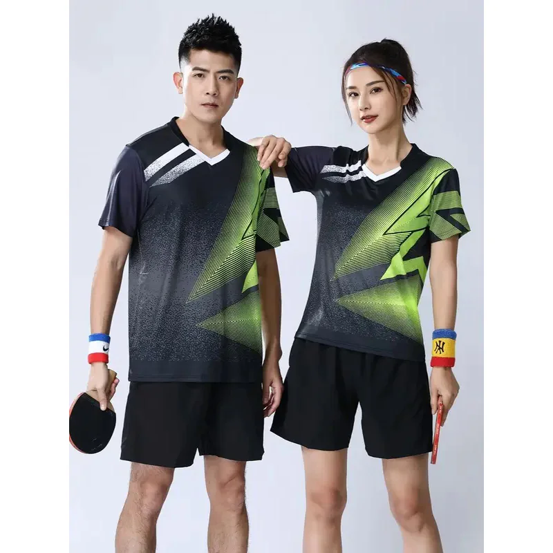 

Customized Summer Short sleeved Couple Badminton Breathable T-shirt for Men and Women's Same Sports Fast Drying Clothes, Maratho