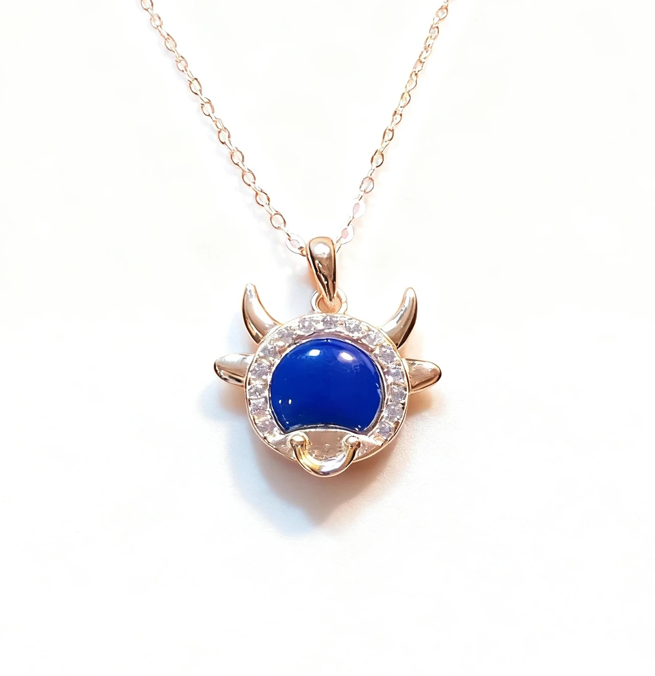 

Dominican Blue Amber Pendant 925 Sterling Silver Bull Head Ox Pendant Necklace Natural Taurus Zodiac Jewelry Gift for Women