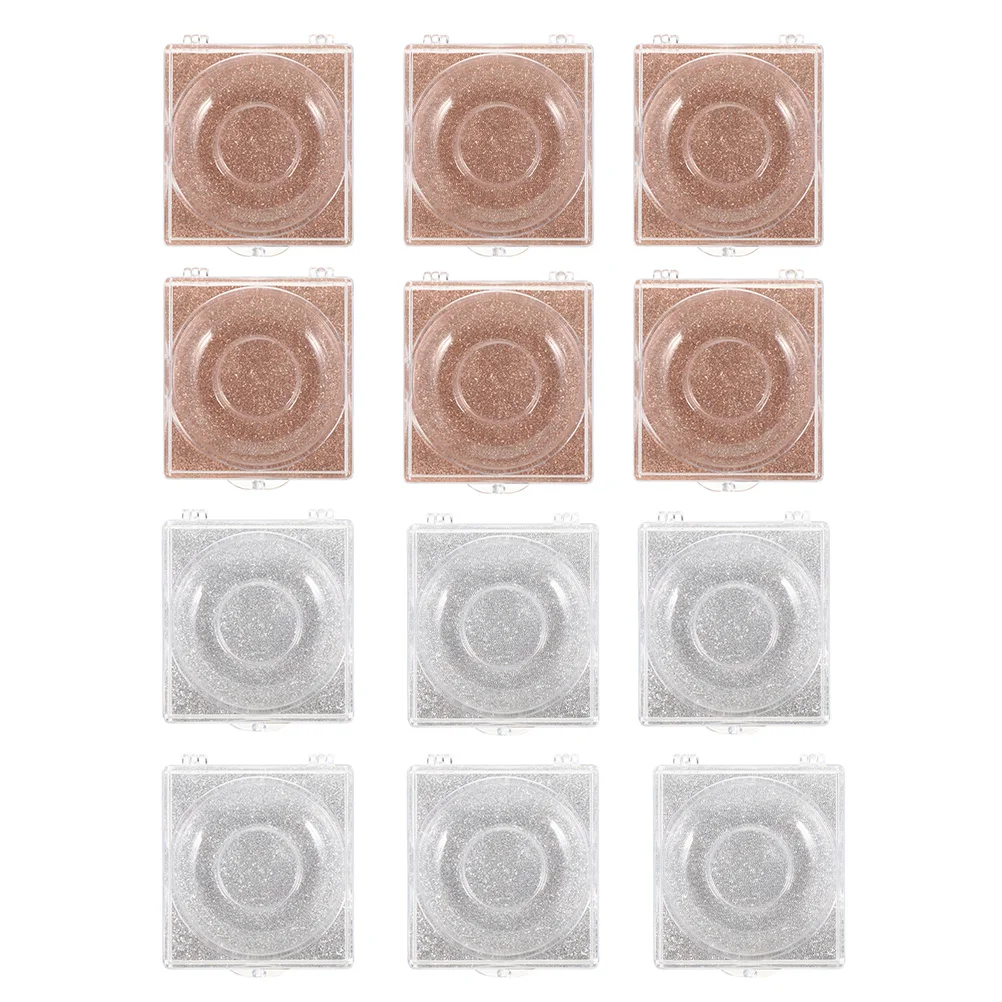 12 قطعة صندوق تخزين الرموش السفلية اللامعة حافظة رموش صناعية شفافة منظم فارغ للسفر صالون المنزل سهل الهوية