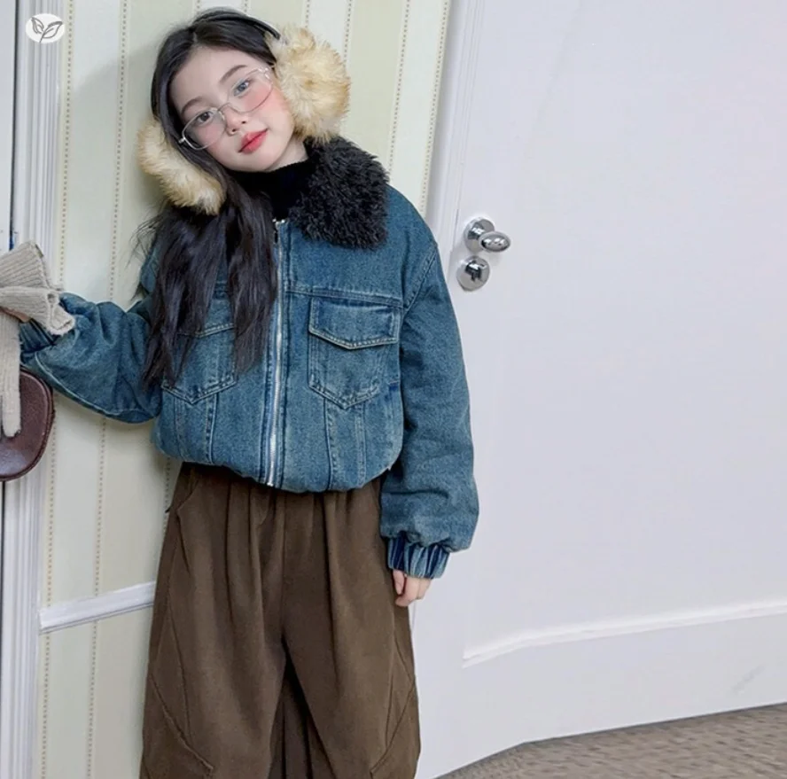 2026 New Winter Denim Clothes Short Work Pants Set for Girls