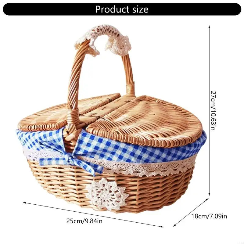 2025 Baru Handwoven Willow Storage Basket Ramah Pengguna Membalik Desain Top Portabel Penyelenggara Untuk Aktivitas Luar Ruang