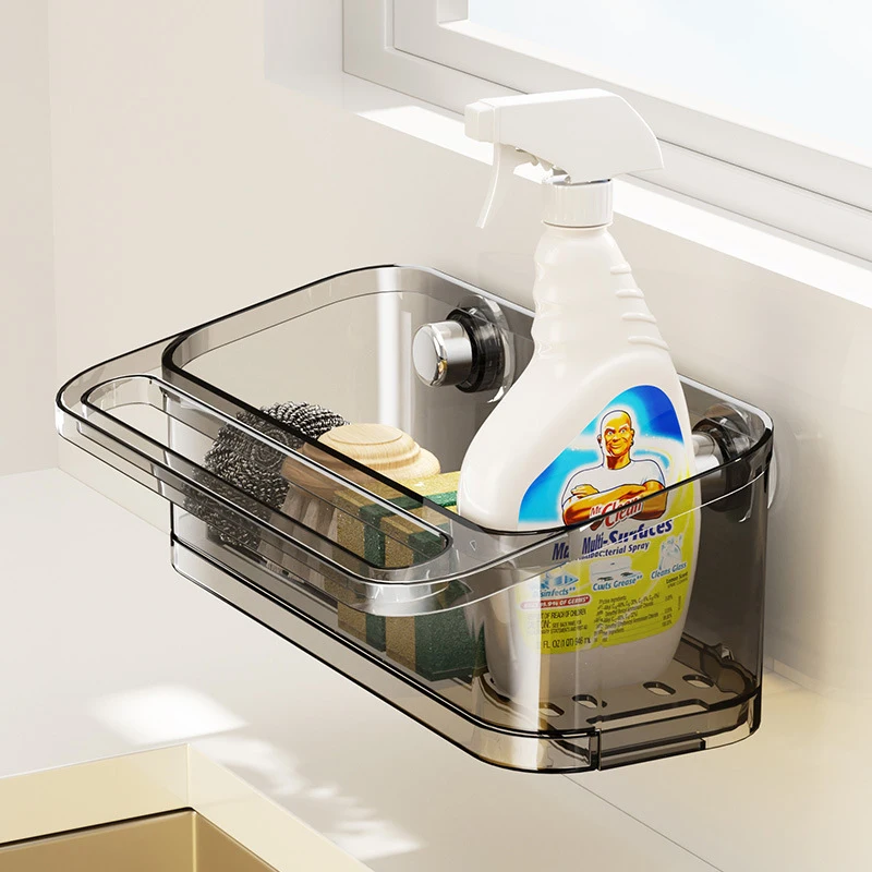 

Новая высококачественная акриловая полка на присосках для раковины, настенная, без сверления, для хранения умывальных принадлежностей у зеркала