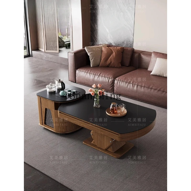 

SM Premium Vintage Style Fully Automatic Electric Lifting Rock Board Solid Heating Voice Intelligent Square Round Table