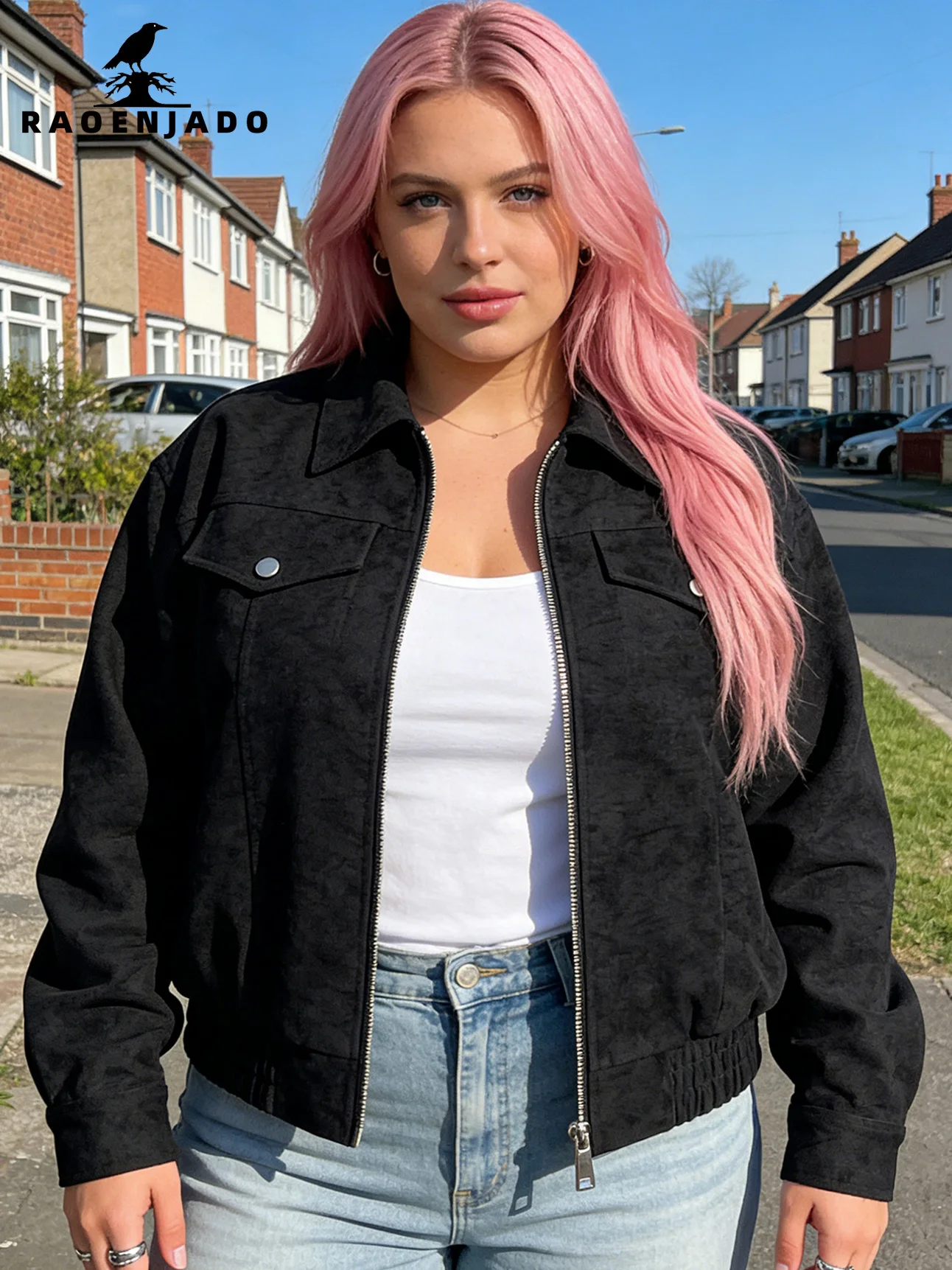 

Women's Faux Leather Jacket Plus Size Vintage Bomber Coat Solid-color Lapel Outdoor Streetwear Spring/Autumn New in Jackets