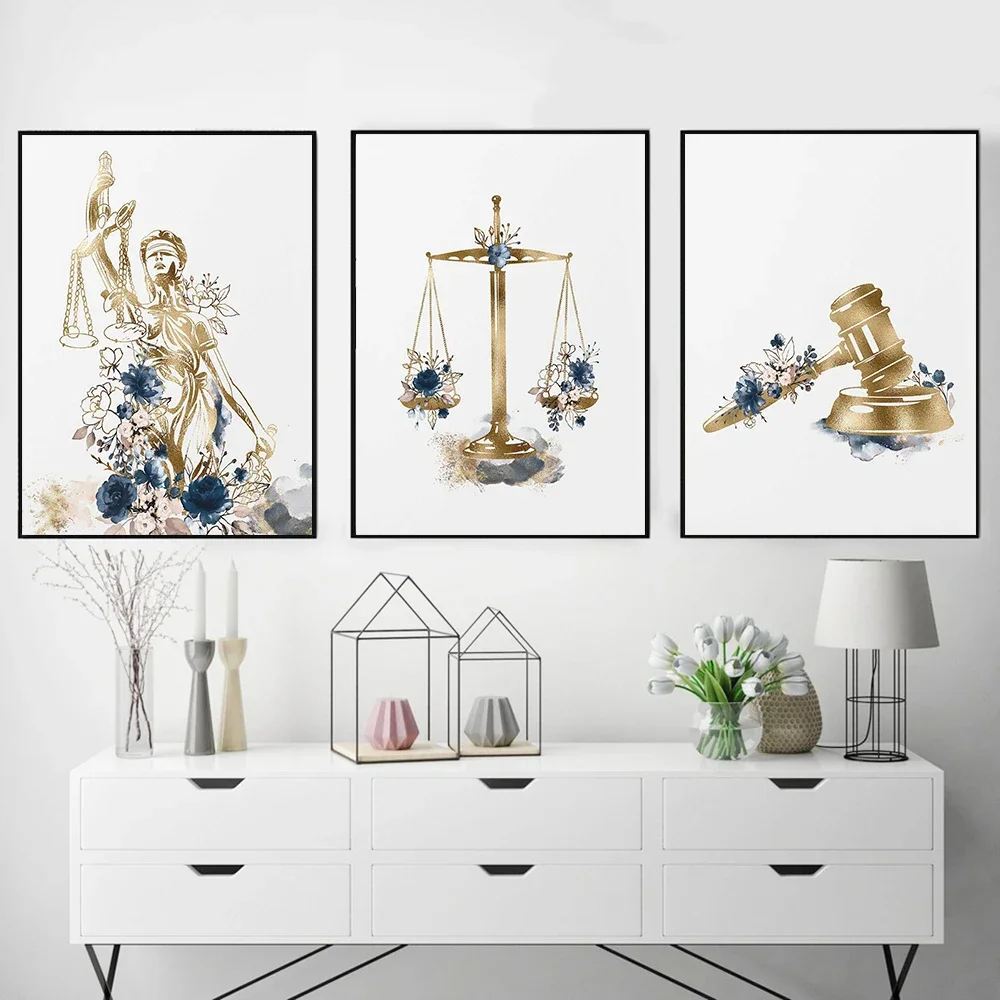 Art mural minimaliste scandinave, affiche sur toile HD, motif avocat, femme, justice, droit, pour décoration de maison, chambre et salon