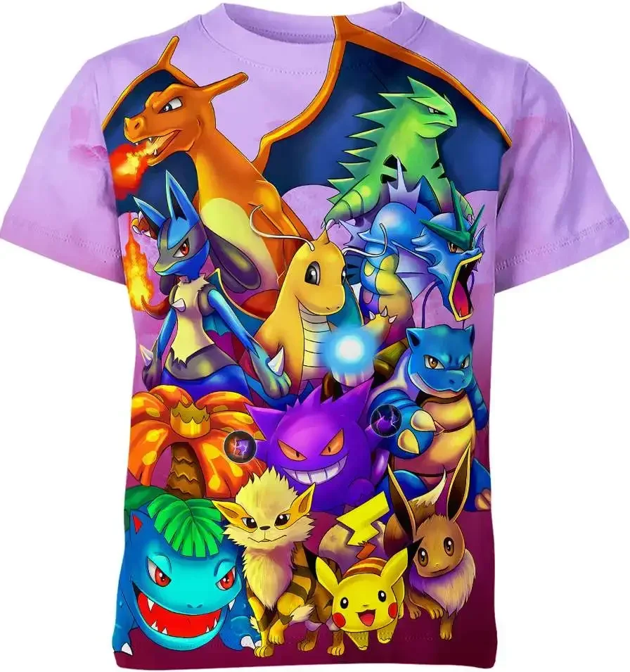 

3D Pokemon Boy T-shirt clothing, quick-drying, breathable, round-neck, casual, fashionable and trendy street children's clothing