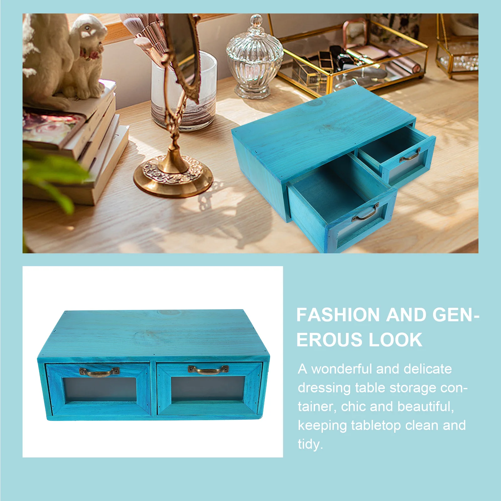 

1pc Wooden Desktop Organizer Small Drawer Storage Box For Makeup Skin Care Tools Countertop Sundries Organizer Cabinet