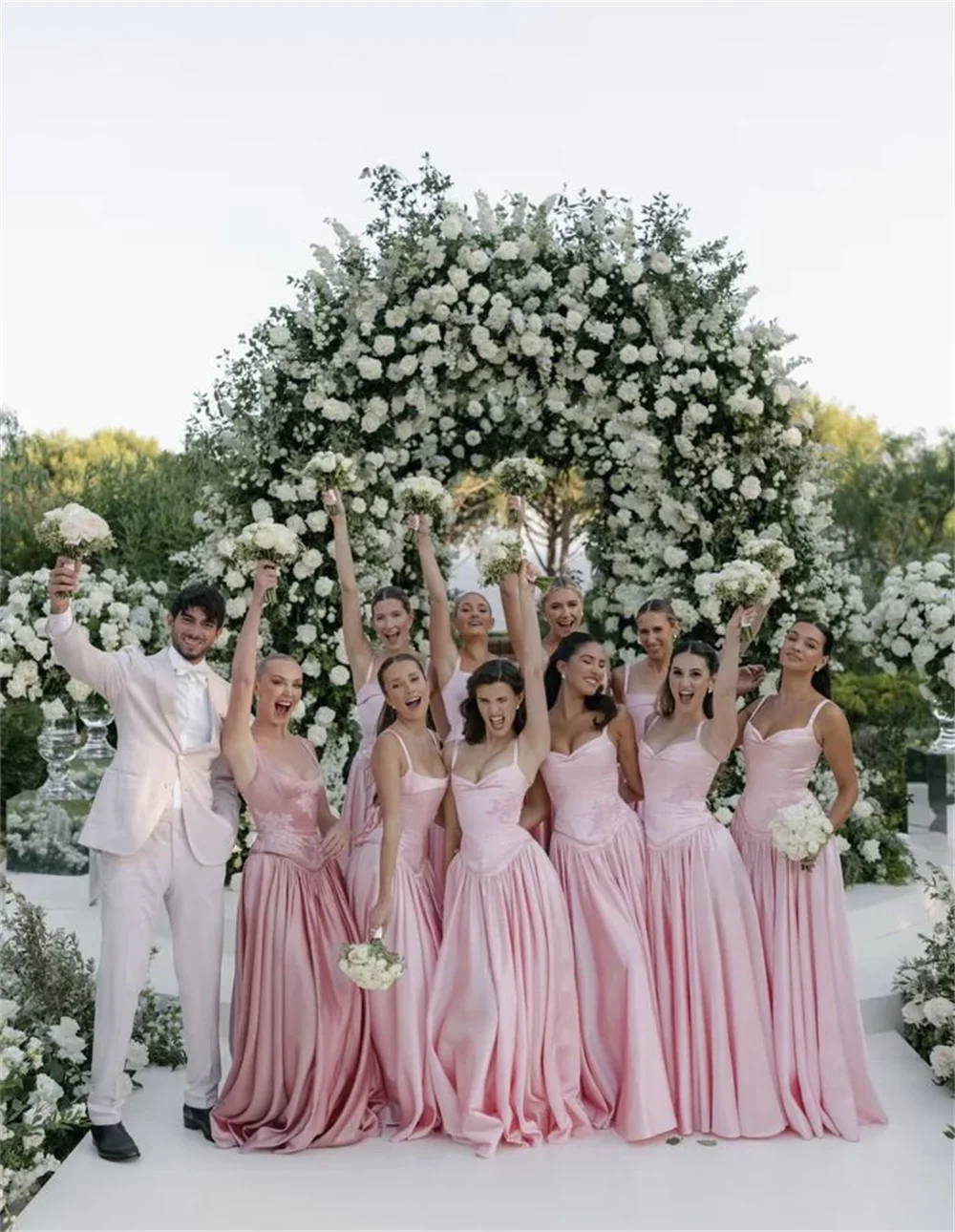 Customized Elegant Pink Long Evening Dresses for Special Occasions Spaghetti Strap A-Line Bridesmaid Gala Prom Party Gowns 2026 image 3