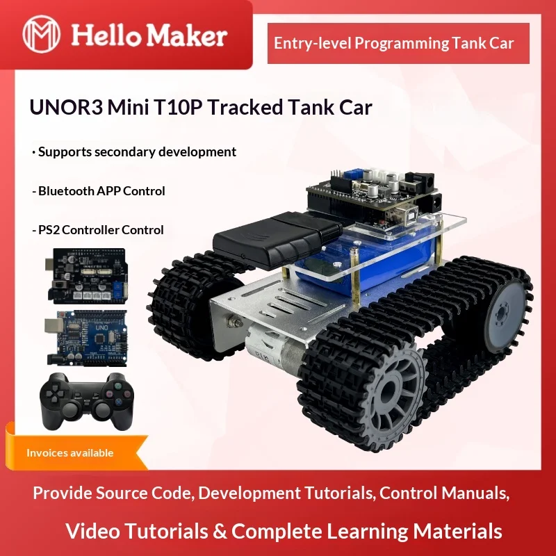 T10P Tracked Chassis Smart Car UNO R3 Handle/Bluetooth Control Open Source DIY Robot