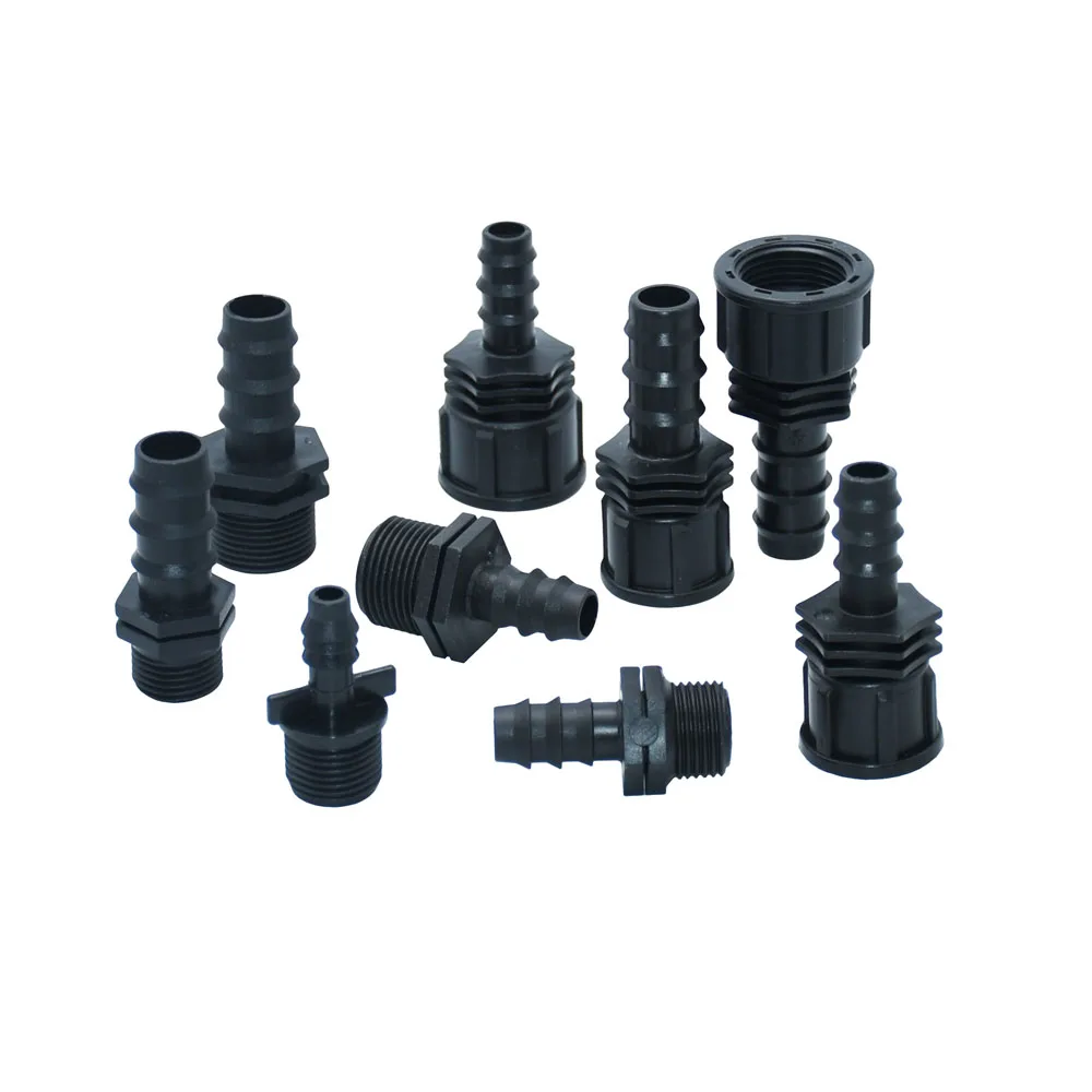 

4pcs 1/2" 3/4" 1" Thread To Barb 16mm 20mm 25mm 32mm PE Hose Connector Adapter Garden Irrigation System Pipe Fittings