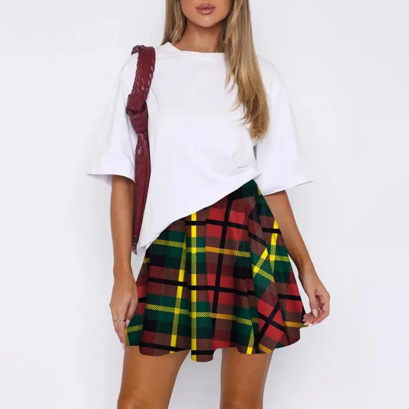 Retro Plaid Faltenröcke Rock Y2K Streetwear Vintage Schuluniform A-Linie Gym Student Kurzen Rock Mädchen Weihnachten Dress Up – Detail 2
