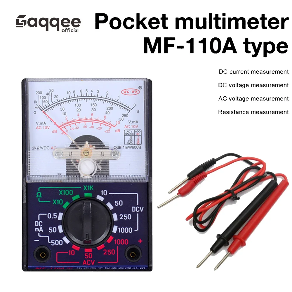 【セール中】MF-110A ポケットミニポータブル学生家庭用ハンドヘルド110A DC/AC電圧計ポインター電圧マルチメーターアナログマルチメーターテスター