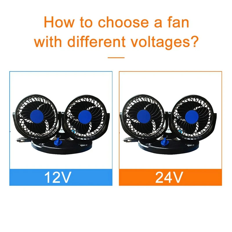 Dual Head Auto Dual Fan Car Cooling Oscillating Ventilation Air Fan For Cars Car Interior In Summer