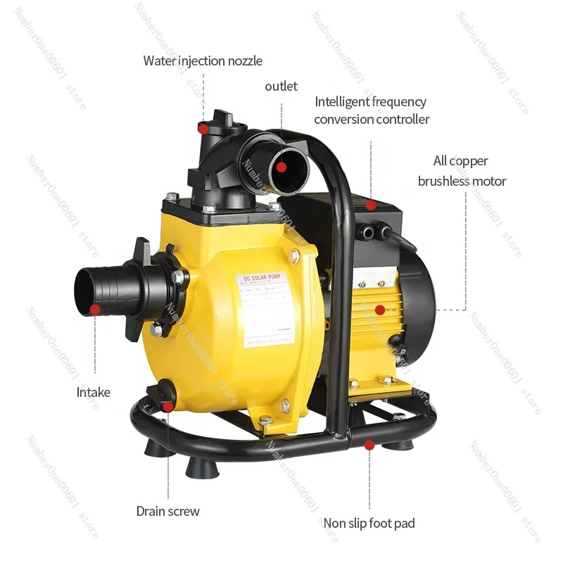 DC brushless frequency conversion pump 24 48 60 72v high lift large flow land pump Copper motor solar self-priming pump