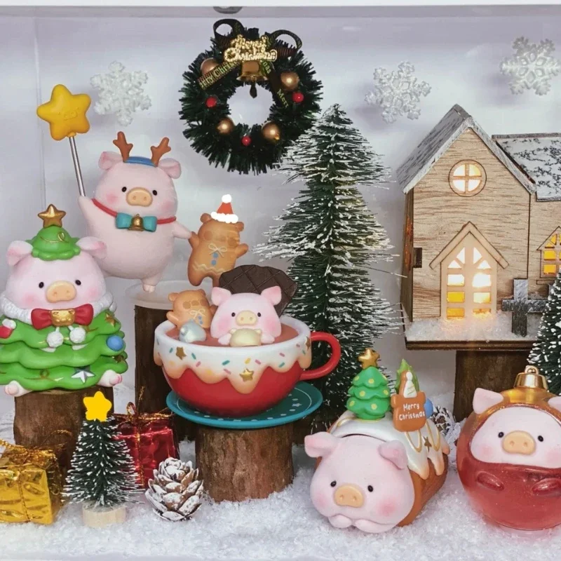 Lulu The Piggy Christmasland Series Blind Box Kawaii Cartoon Piggy Figures Verrassingscadeau Model Pop Bureau Ornament Collectie Speelgoed