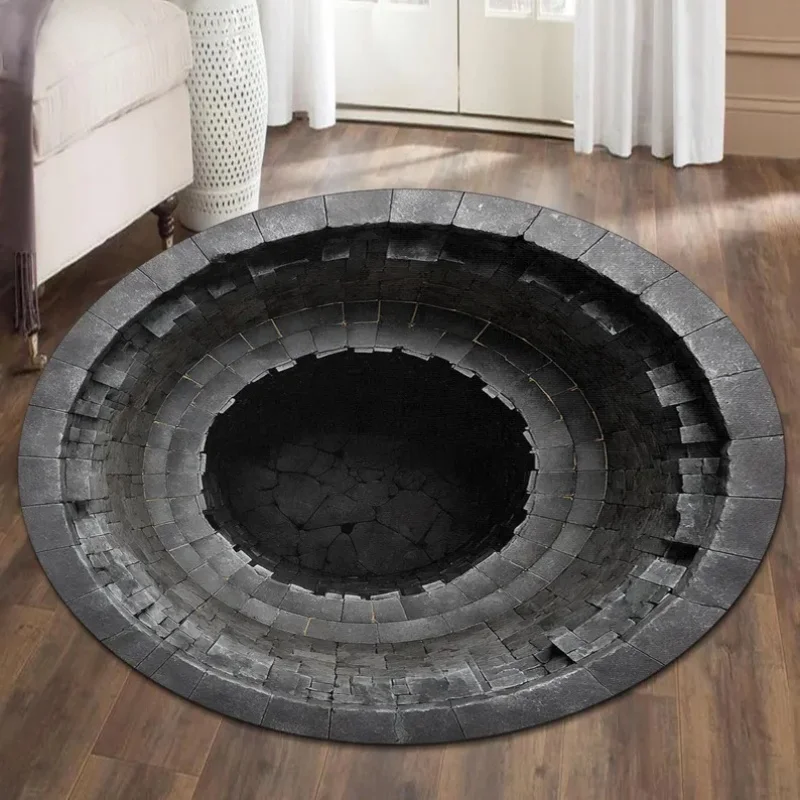 3D Vortex Rug Illusion Rug Optical Illusion Round Carpet Popular Rug Home Decor Living Room Rugs Cool Mat Housewarming Gift