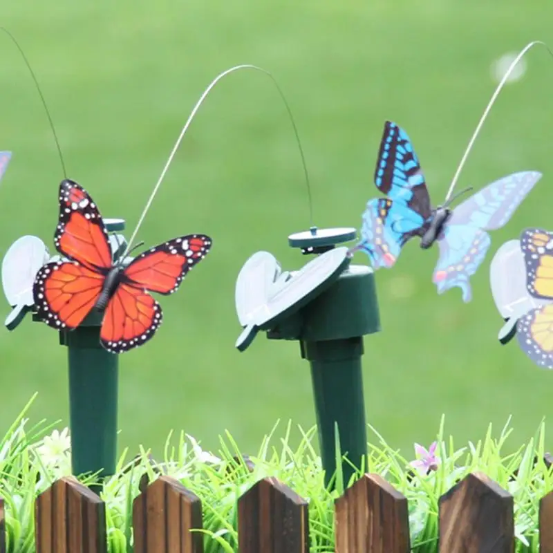 Solar Butterfly Fluttering Garden Dancing Fluttering Butterflies Outdoor Flying Humming Bird For Garden Decoration