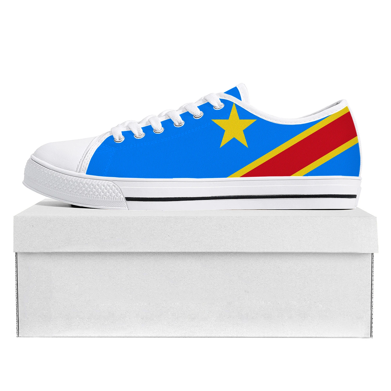 Democratic Republic of the Congo Flag Low Top High Quality Sneakers Mens Womens Teenager Canvas Sneaker Couple Shoes Custom Shoe