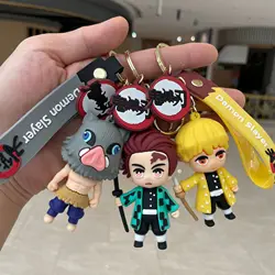 Demon Slayer Keychain Bag Pendent Anime Cute Kamado Nezuko Kamado Tanjirou Figure Keyring Toy Gift for Friends Car Key Chain