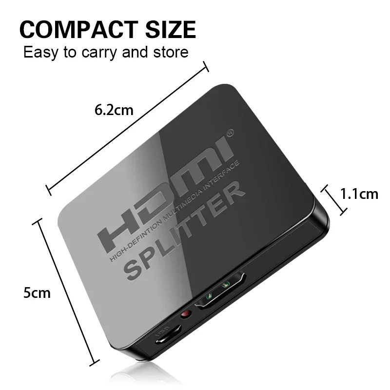 4K HDMI Splitter 1x4 1x2 1080P HDMI Video Distributor 1 in 2 out Display Duplicate Amplifier for PC Laptop Monitor TV Projector