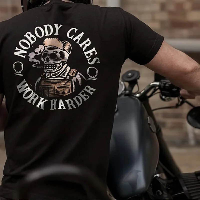 Nobody Cares Work Harder Print Graphic Men's T-Shirt Men Y2K Summer Short Sleeves Vintage Oversize Tshirt Streetwear Women Tops