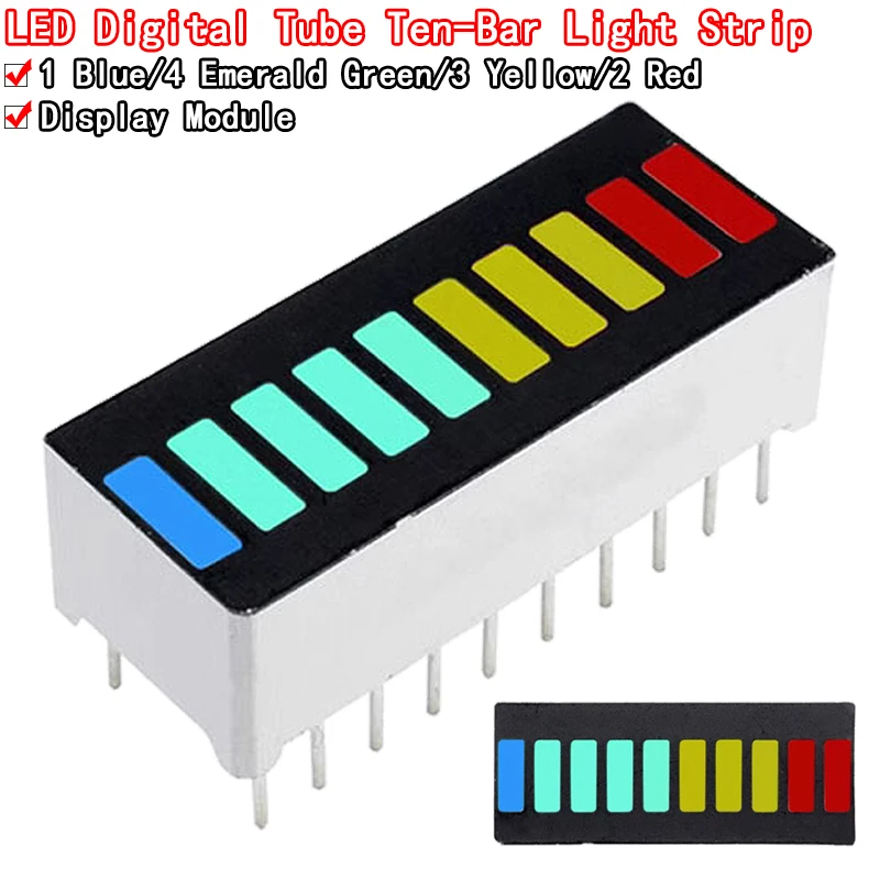 

1~10Pcs 10 grid digital segment LED light bar super bright 2 red+3 yellow+4 green+1 blue light flat tube B10BRYGB