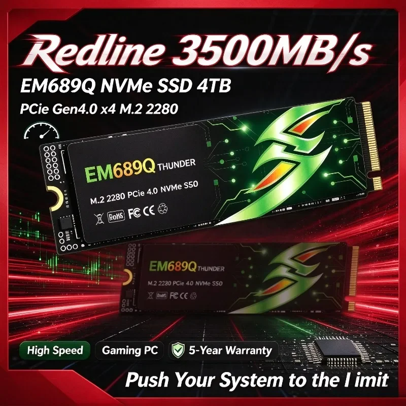 NEW EM689Q SSD NVMe M.2 2TB 4TB 3500MB/s M.2 2280 PCIe Gen4.0x4 Fast Pro Built-in Solid State Drive Disk for Laptop Desktop.
