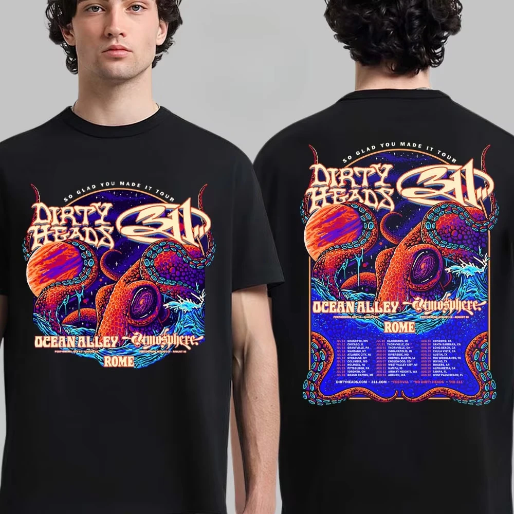 Dirty Heads X 311 So Glad You Made It Tour Graphic Tee Octopus Reggae Rock Streetwear Casual Unisex
