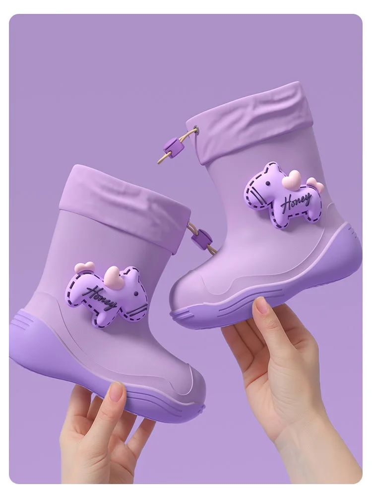2026 Sommer Kinder Rutschfeste Regenstiefel Mädchen Modische Wasserschuhe mit Dicken Sohlen Schön Gestaltete Schnallen-Regenschuhe – Detail 11