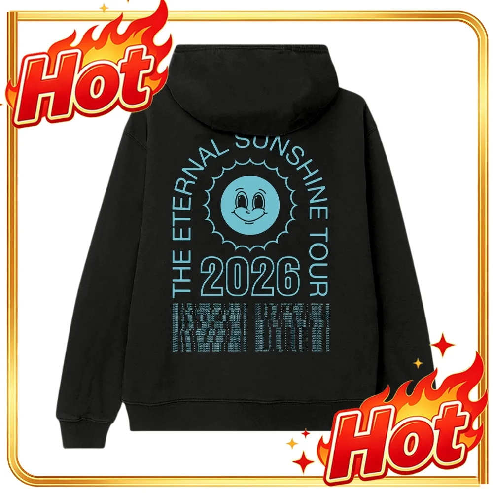 The Eternal Sunshine Tour Graphic Merch 2026 Black Hoodie Cotton Unisex Men‘s Women's Hooded Ariana Grande Fan Y2k Casual Top