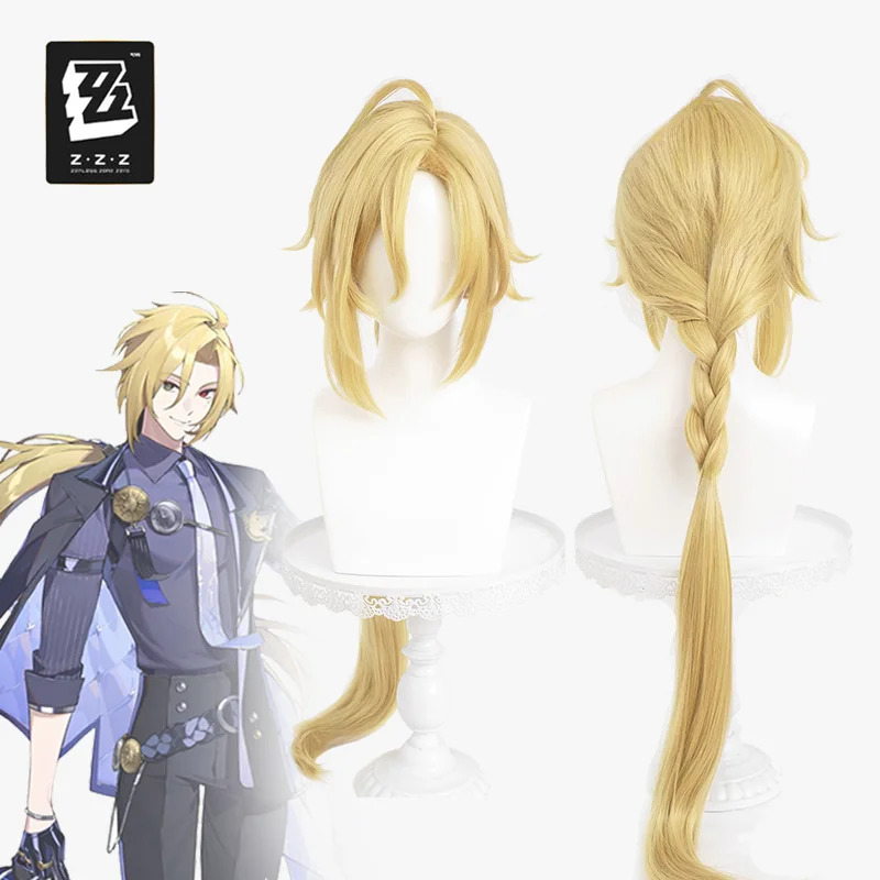 

Game Zenless Zone Zero Hugo Cosplay Wig Adult Unisex Blond Long Curly Braid Hair Heat Resistant Synthetic Wigs Accessory Props