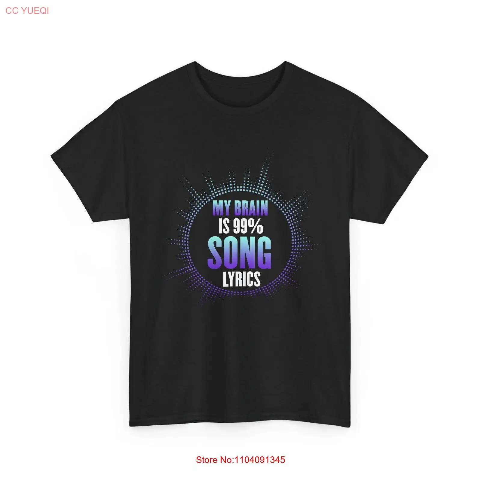 My Brain Is 99 Percent Song Lyrics Quote T-Shirt, Gift for Music Lovers