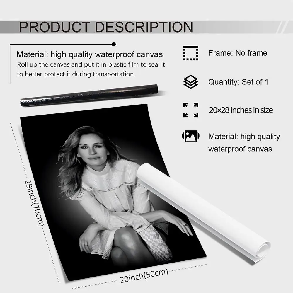 J-Julia R-Roberts اللوحة الخط HD قماش المشارك تجعد الحرة مقاوم للماء جميع الفضاء جدار ديكور #4