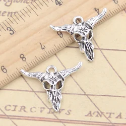 10pcs Charms Star Skull Bull Ox Head 22x27mm Tibetan Silver Color Pendants Antique Jewelry Making DIY Handmade Craft
