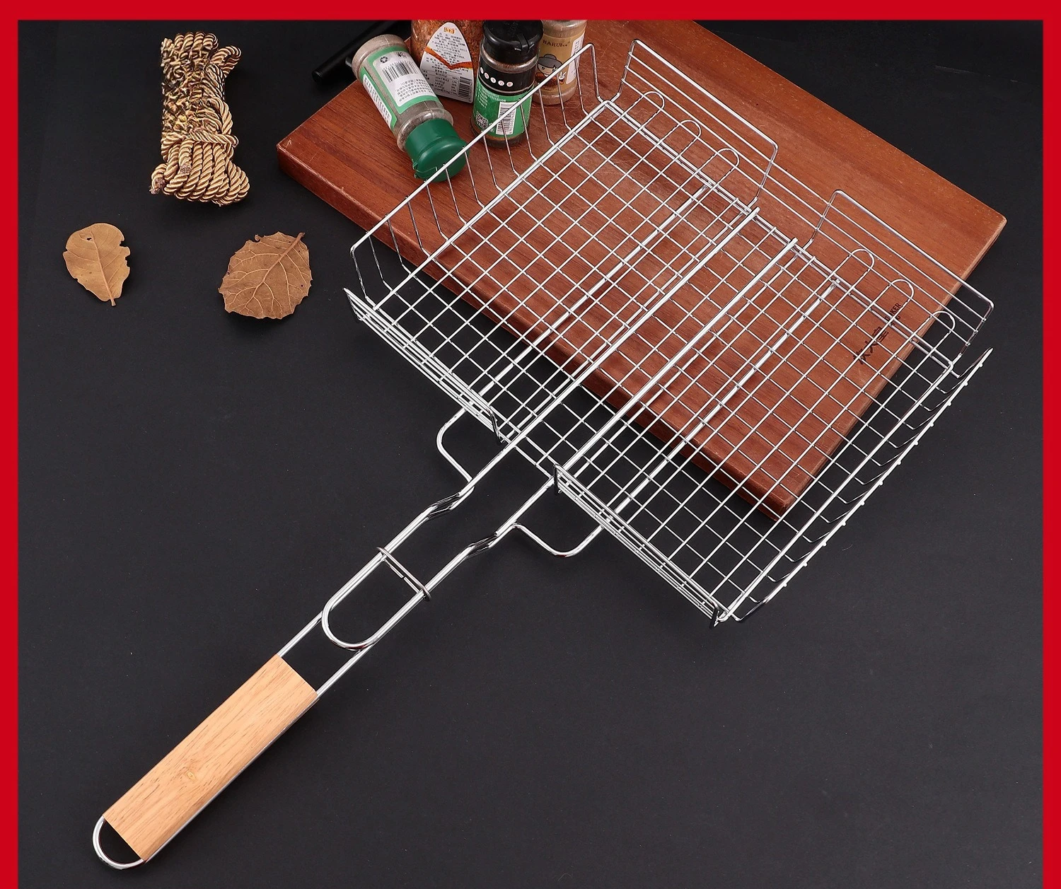 Three-layer Three-dimensional Barbecue Mesh Electroplated Barbecue Clip Square Barbecue Grill Fish Mesh BBQ Portable Outdoor