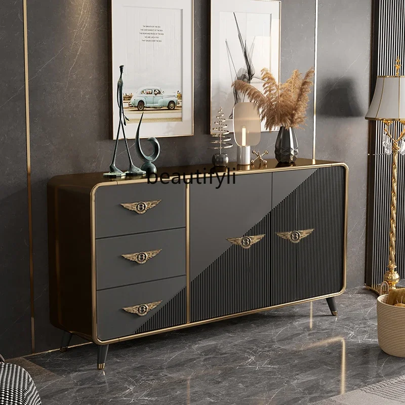 

Light luxury door cabinet Solid wood bucket cabinet Italian modern living room home storage decorative cabinet6005