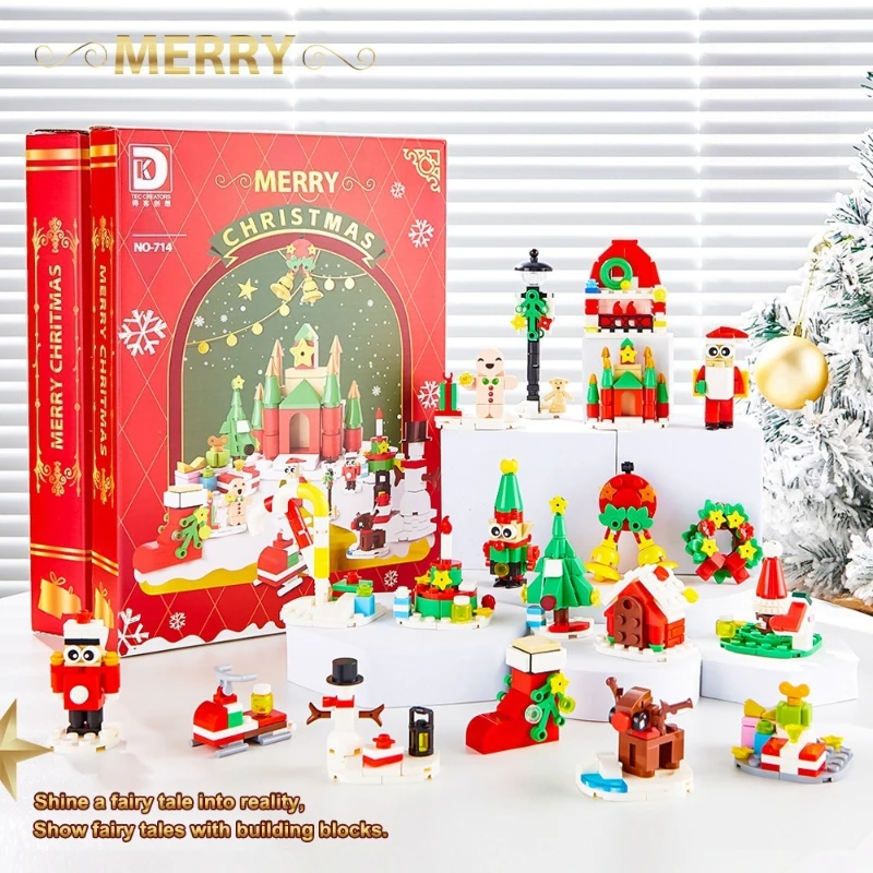 

Рождественская книга, слепая коробка, пещера, забавная детская развивающая гранула, сборка, строительные блоки, игрушки