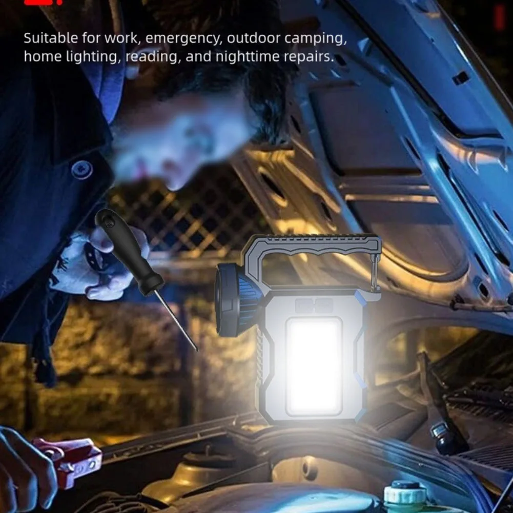 

Solar Portable Powerful Rechargeable Flashlight Searchlight With COB Work Light 4 Modes Type-C Fast Charge Black