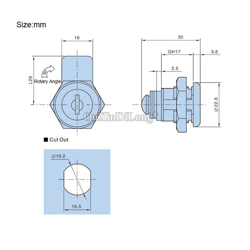 10PCS Zinc Alloy Equipment Cam Locks Distribution Box Lock Water/Electric Meter Instrument Cabinet Lock Turn Tongue Lock+Keys