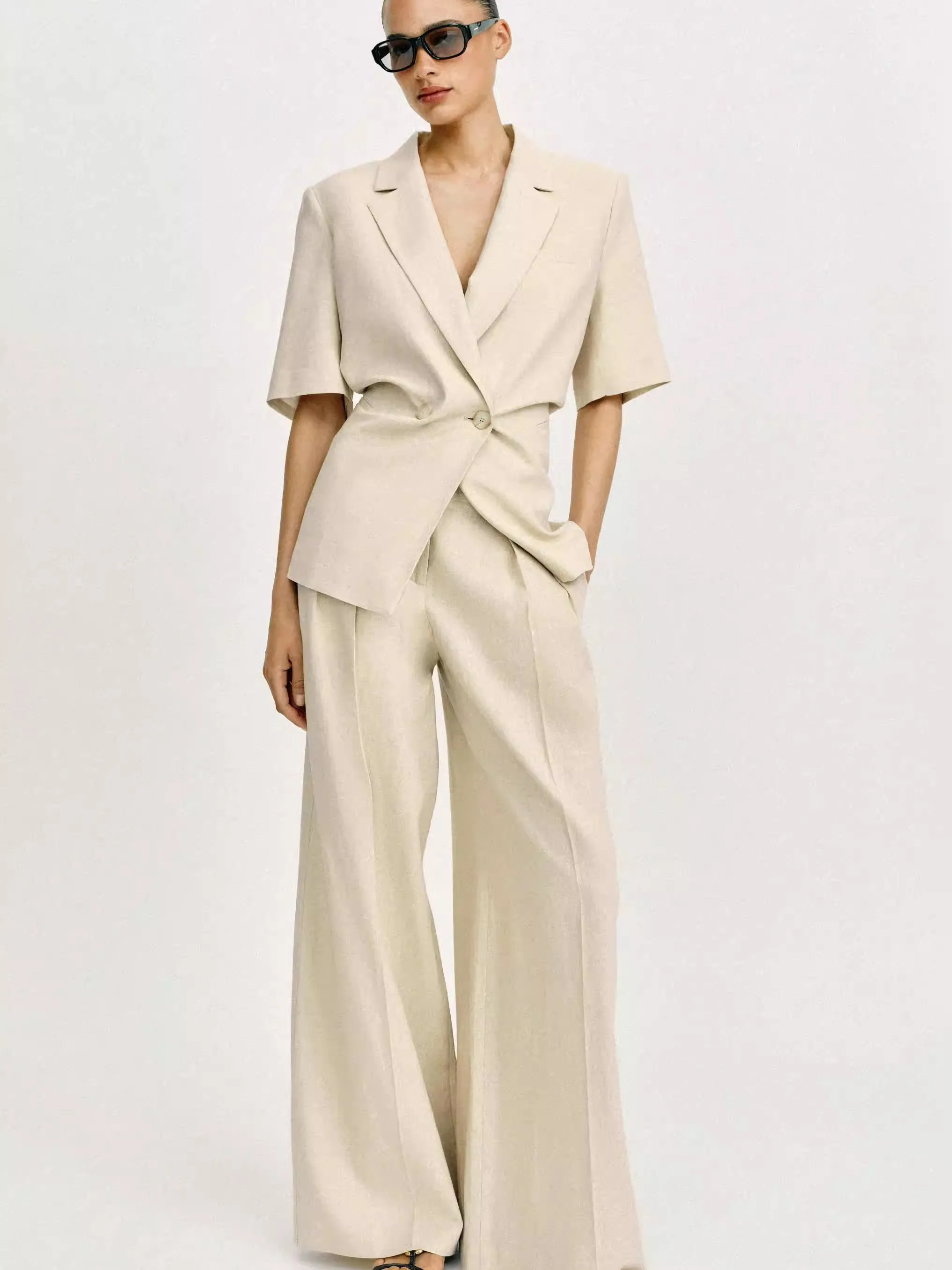Spring New Arrival Women's Suit Jacket Wide Leg Pants Casual Style Standard Fit Outerwear Fashionable Ladies' Shorts