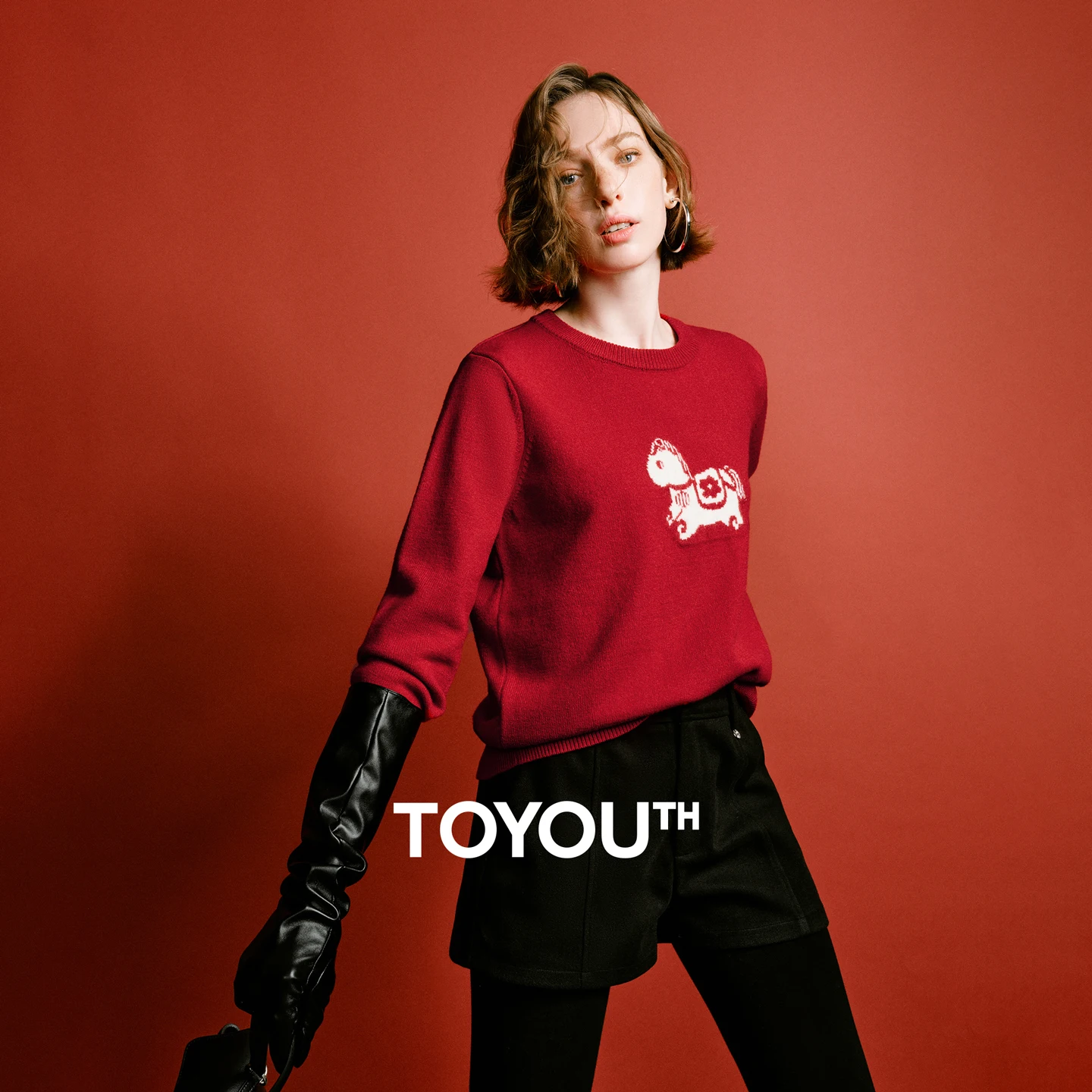 Women's 2025 Winter Cartoon Pony Knit Top - New Year Outfit