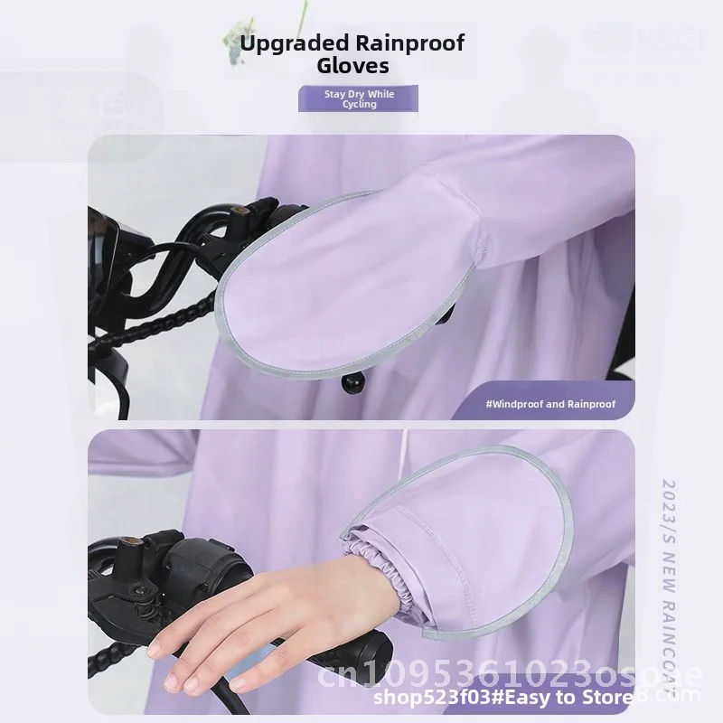 

2023 Electric Car & Motorcycle Universal Poncho Thickened PVC Anti-Rainstorm Full-Body Raincoat Lilac Purple/ Sky Blue/ Khaki -