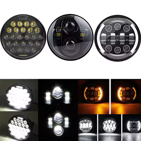 5.75" 5 3/4 inch LED Motorcycle Headlight Black For Harley Sportster 1200 XL1200L Custom XL1200C 883 XL883 883L XL883R 48