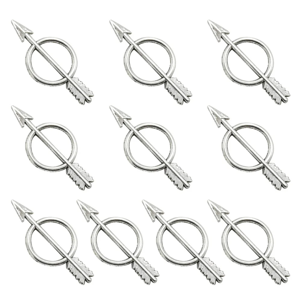 

10Pcs Bow and Arrow Pendants Vintage Zinc Alloy Silver DIY Jewelry Making Charms for Necklace Bracelet Keychain