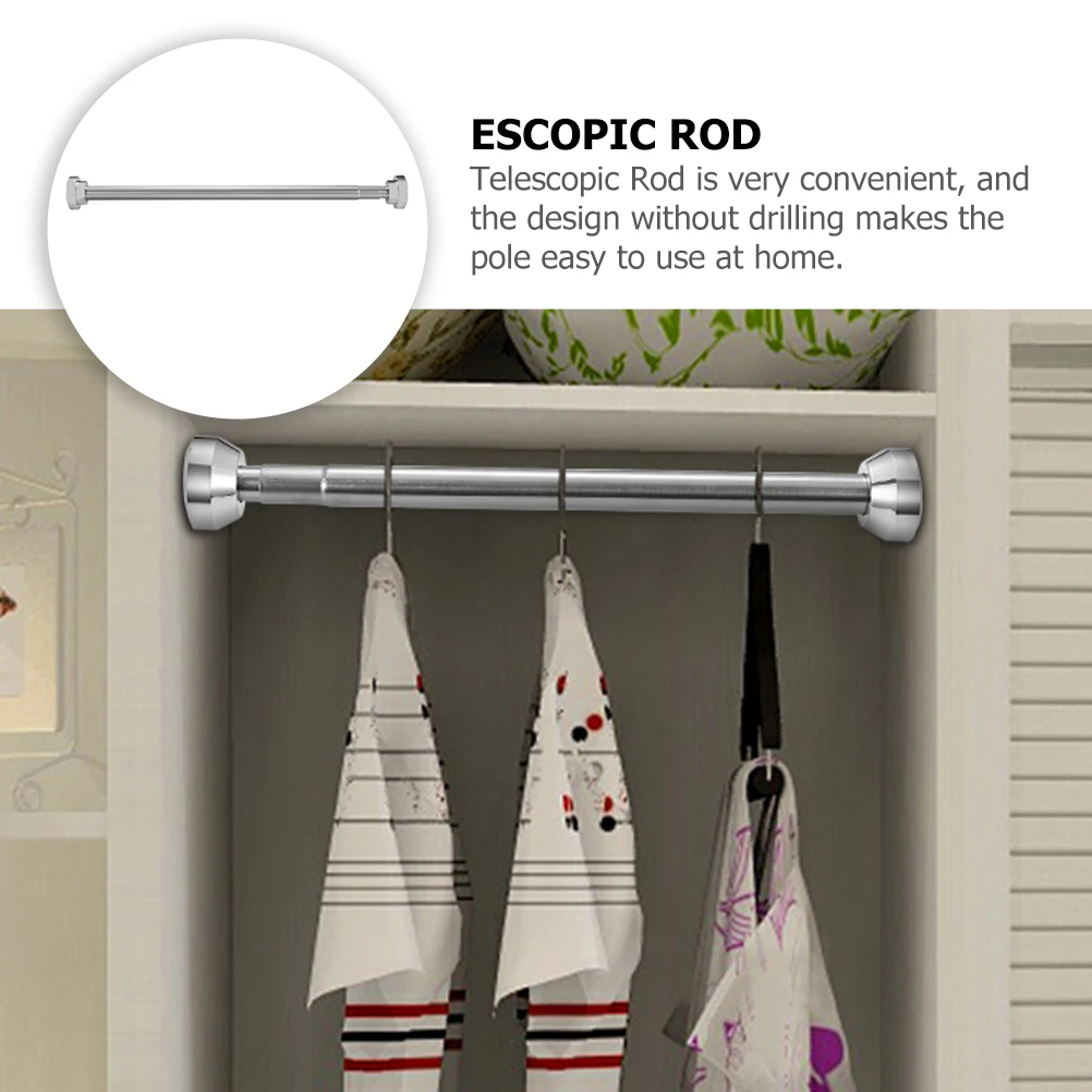 

Adjustable Telescopic Curtain Rod Stainless Steel Shower Pole Clothes Drying Rail No Drill Easy Install Tension Rod